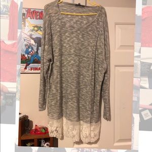 NWOT lace trimmed sweater